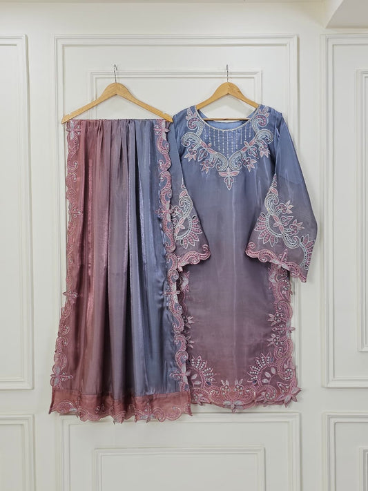Three-piece Double Tone Sheesha Silk Luxury Pret&nbsp;