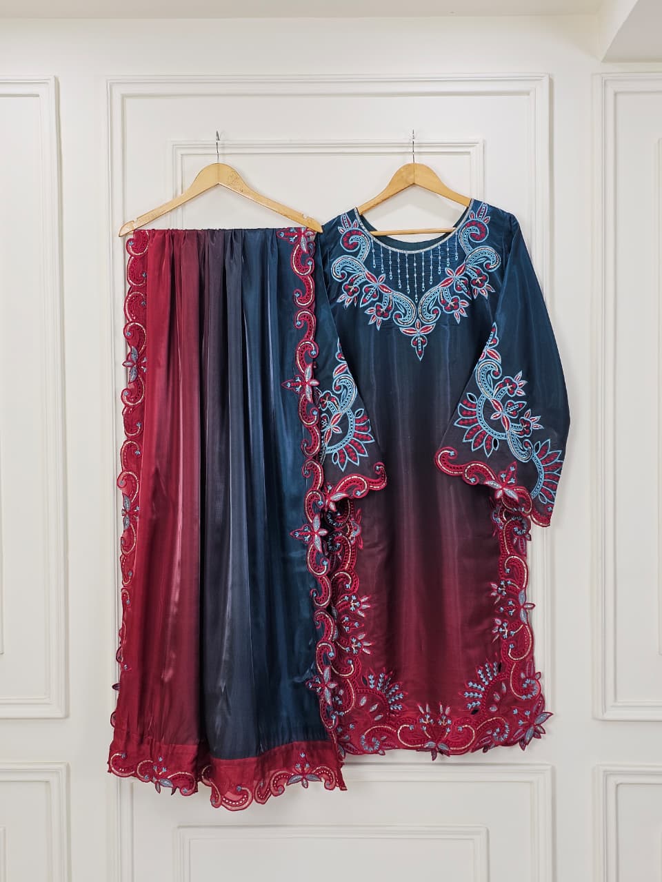 Three-piece Double Tone Sheesha Silk Luxury Pret&nbsp;